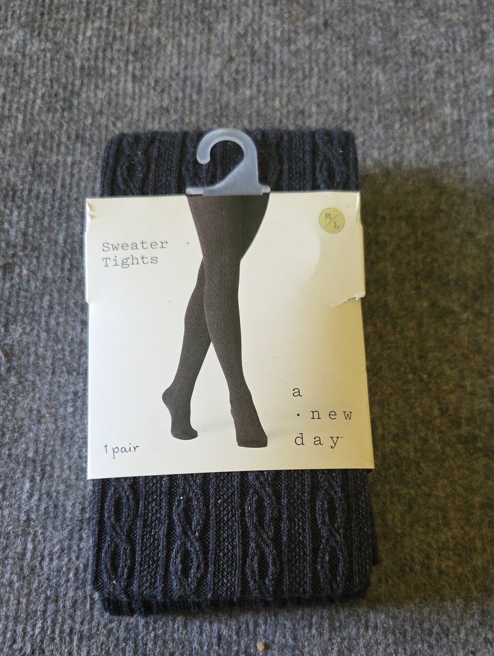 a new day Black Cable Knit Sweater Tights M/L